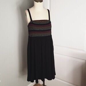 Torrid Black Rainbow Stripe Skater Strapless Dress Torrid 00 Retro Goth …